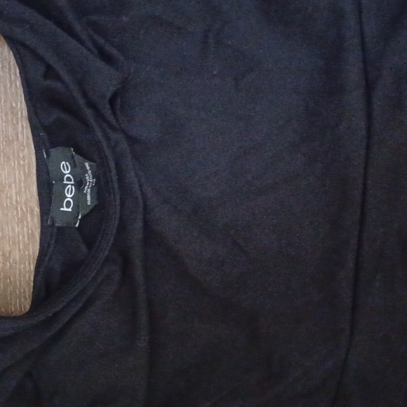 bebe Black Peplum Babydoll Top - Picture 2 of 3